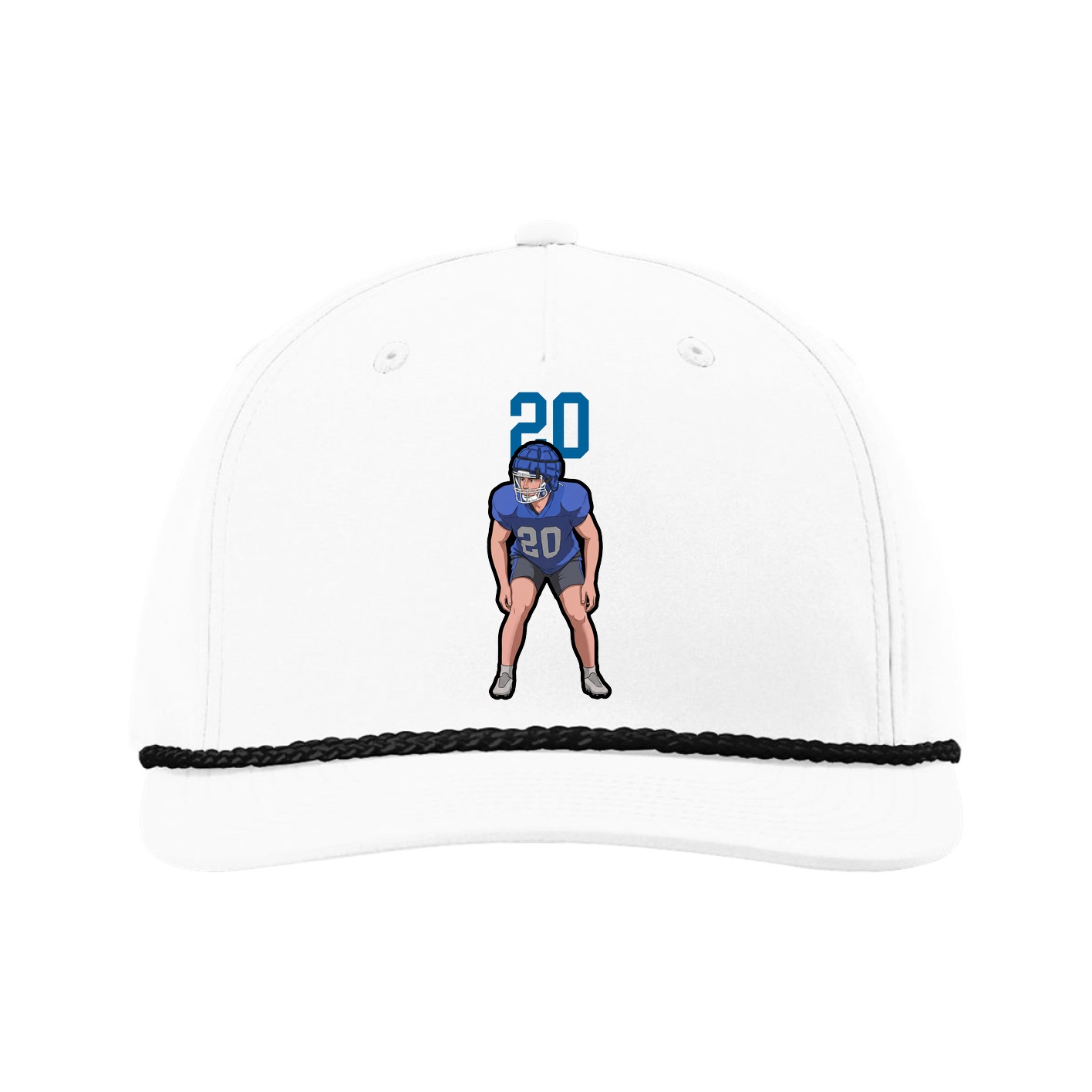 Five-Panel Classic Rope Cap — Number Top in White