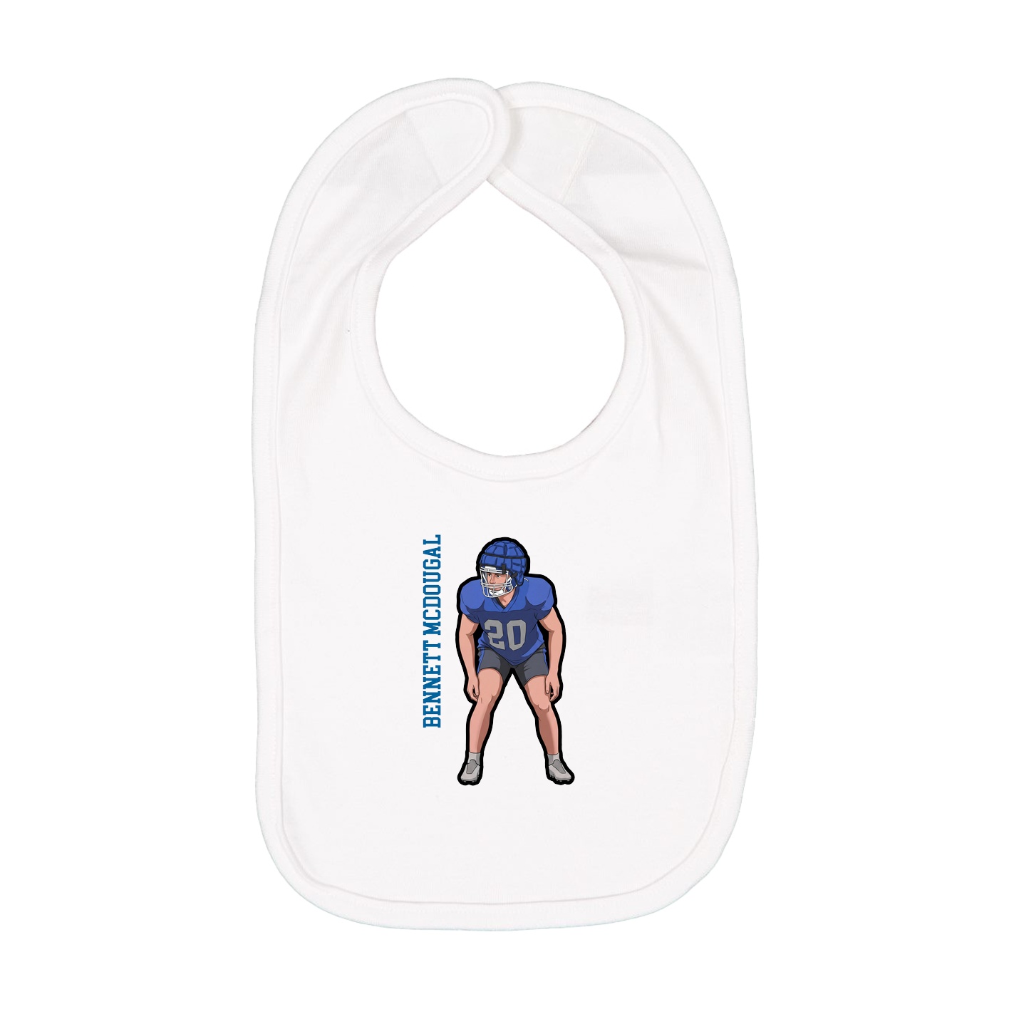 Infant Bib — Name Vertical in White