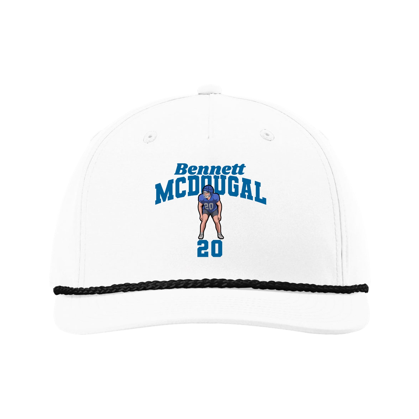 Five-Panel Classic Rope Cap — Signature Arch in White