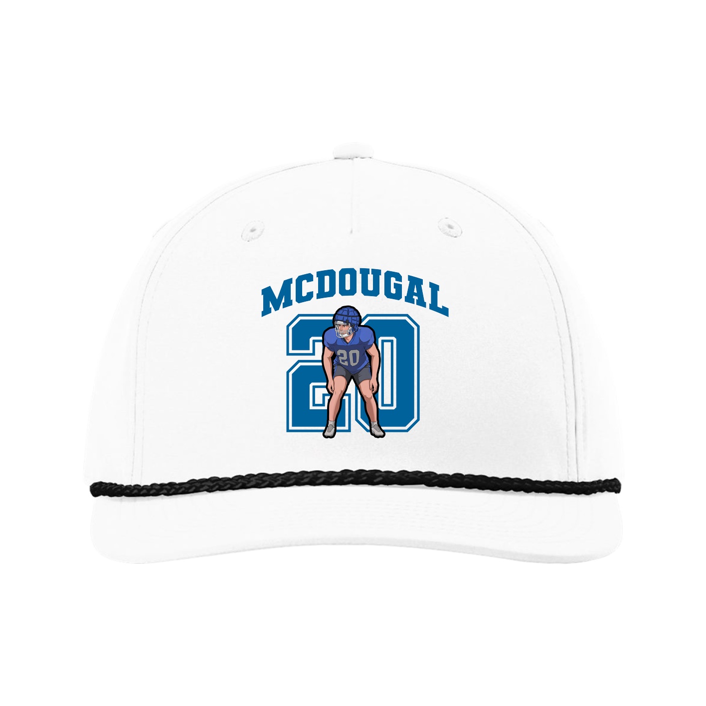 Five-Panel Classic Rope Cap — Number in White