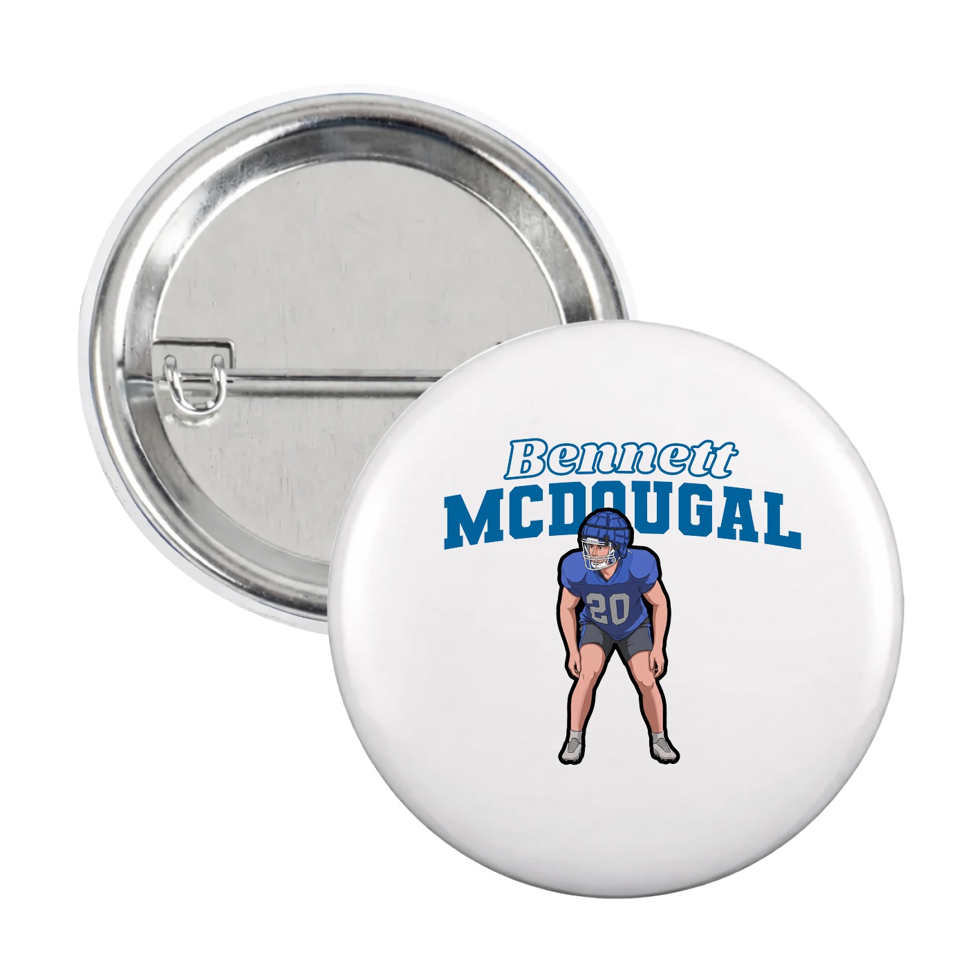 Game Day Button — Name Arch in White