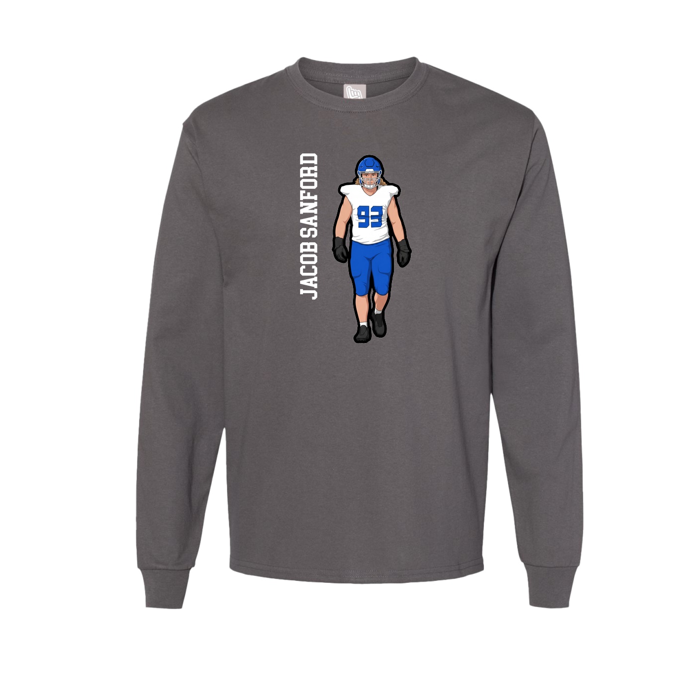 Long Sleeve Tee — Name Vertical in Grey
