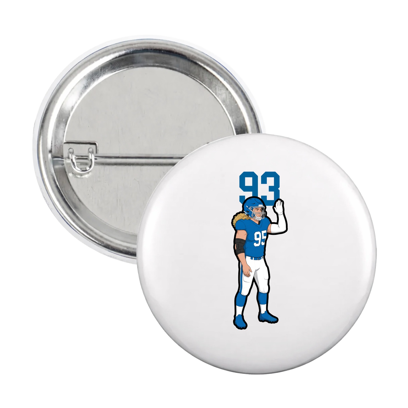 Game Day Button — Number Top in White