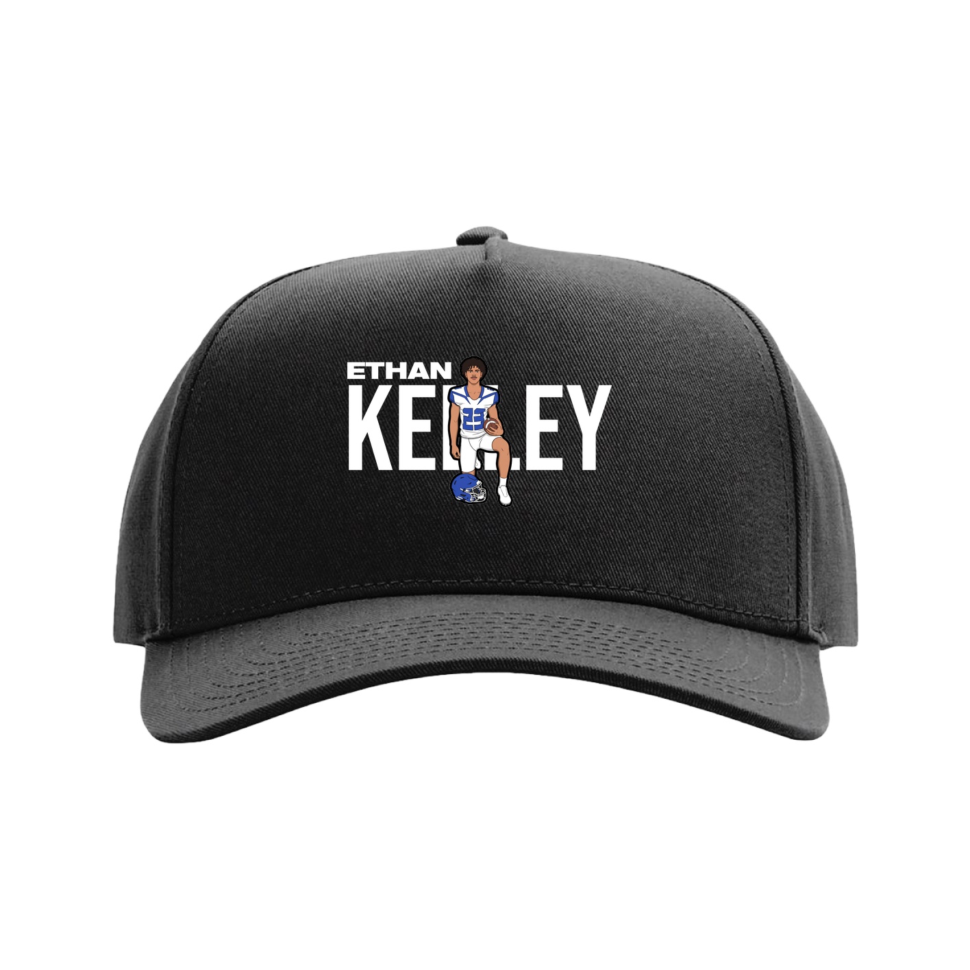 Full Fabric Five-Panel Champ Cap — Player Name in Black