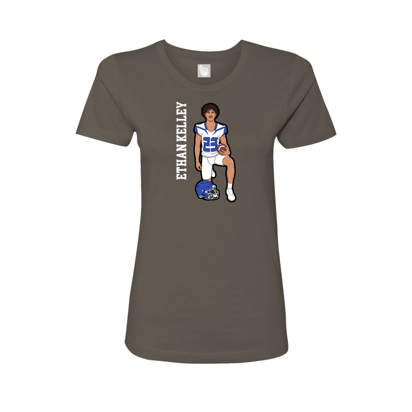 Fitted Women's Tee — Name Vertical in Grey