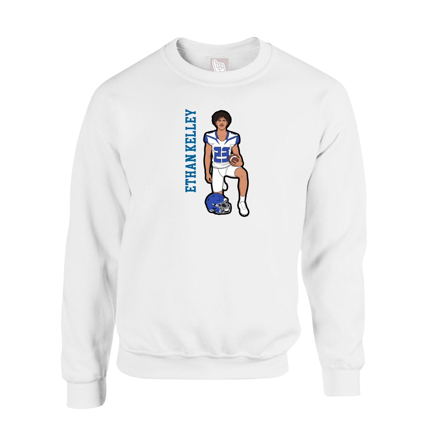 Fleece Crew — Name Vertical in White
