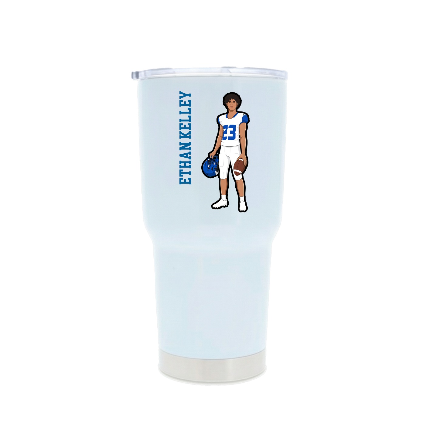 30oz Stainless Steel Tumbler — Name Vertical in White
