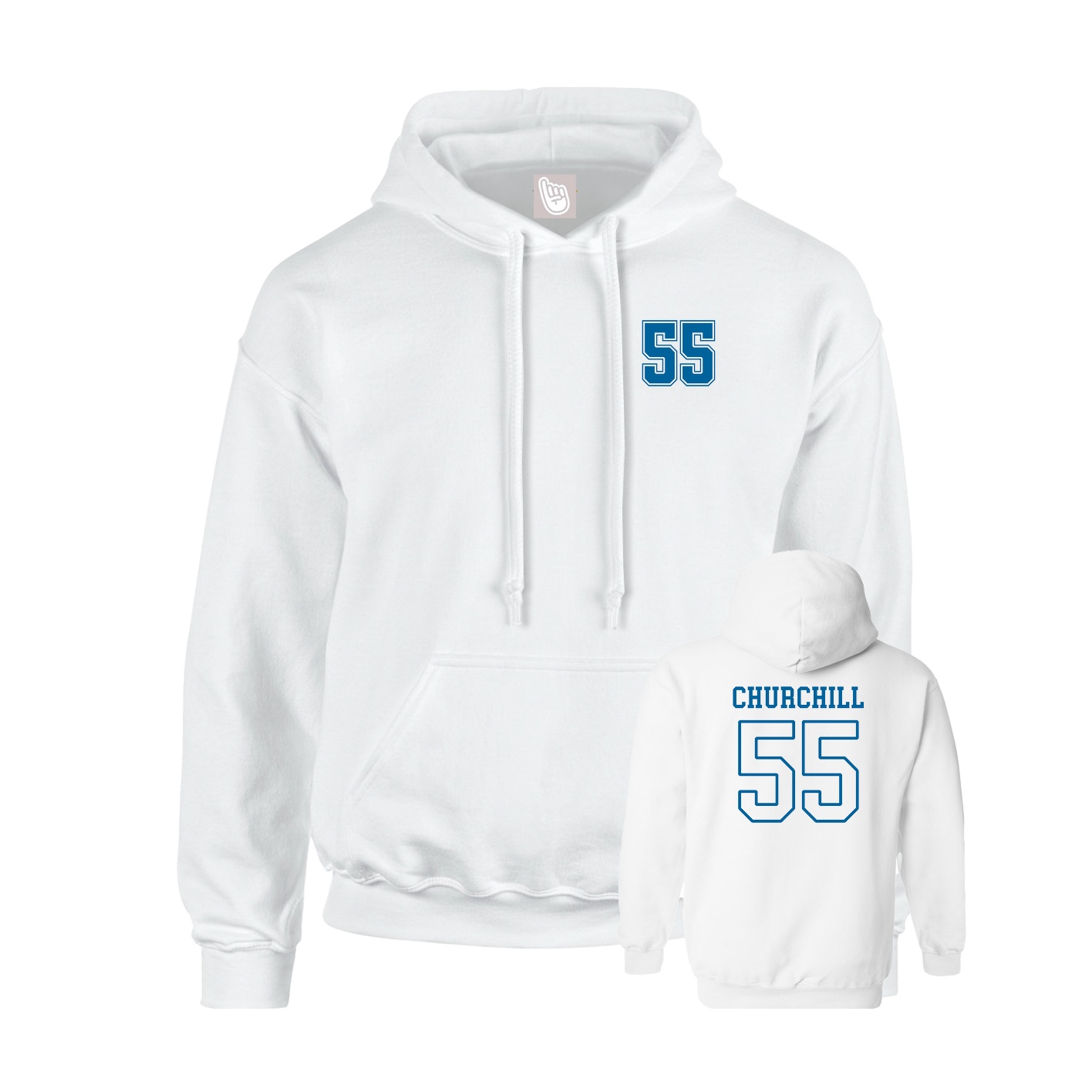 Youth Hoodie — Chest Back in White