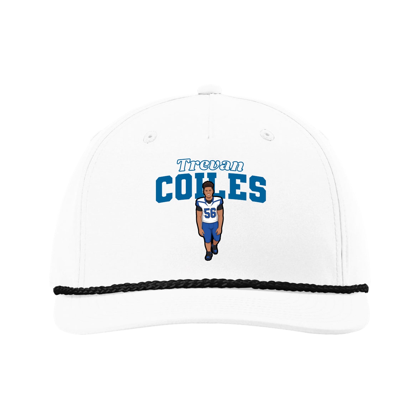 Five-Panel Classic Rope Cap — Name Arch in White