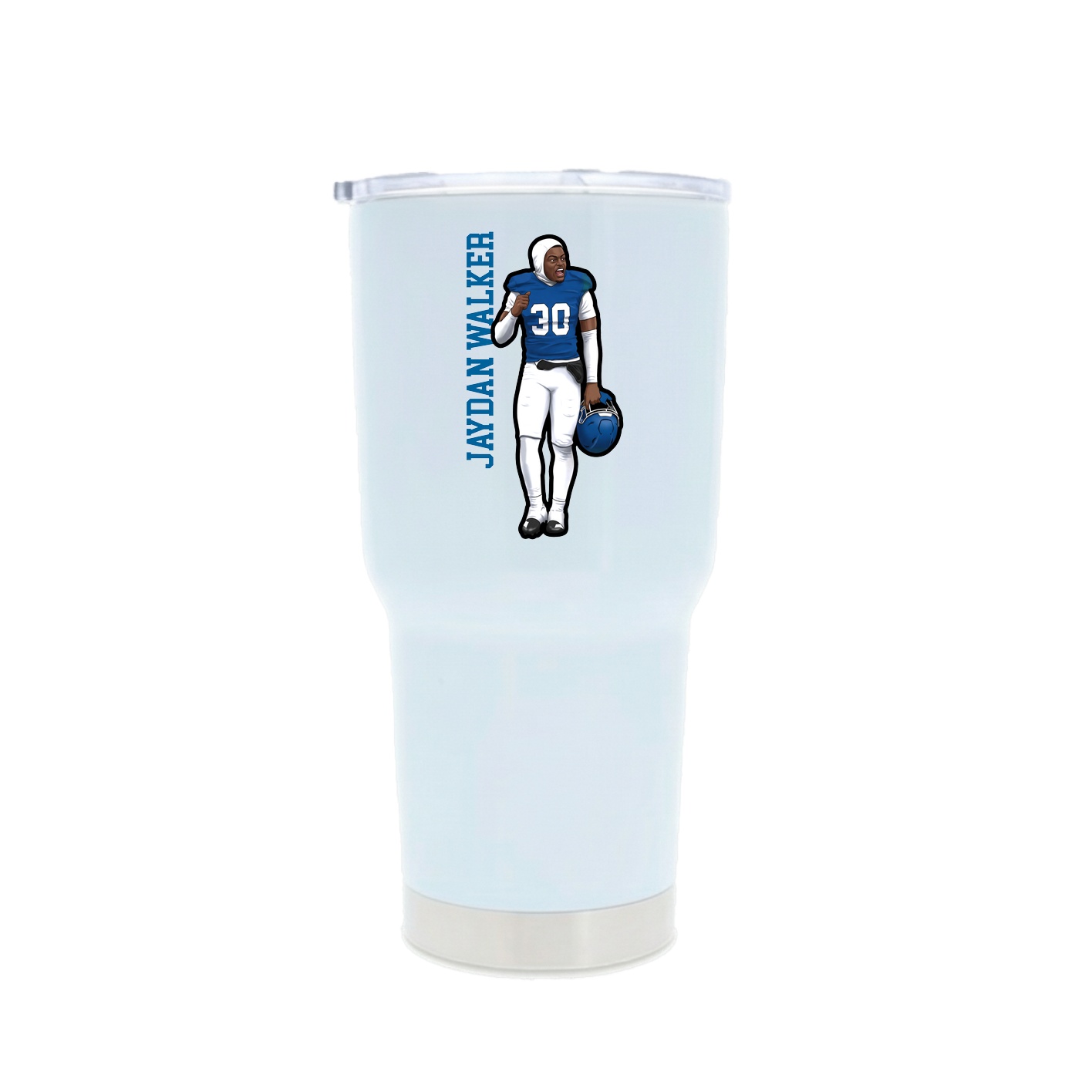 30oz Stainless Steel Tumbler — Name Vertical in White