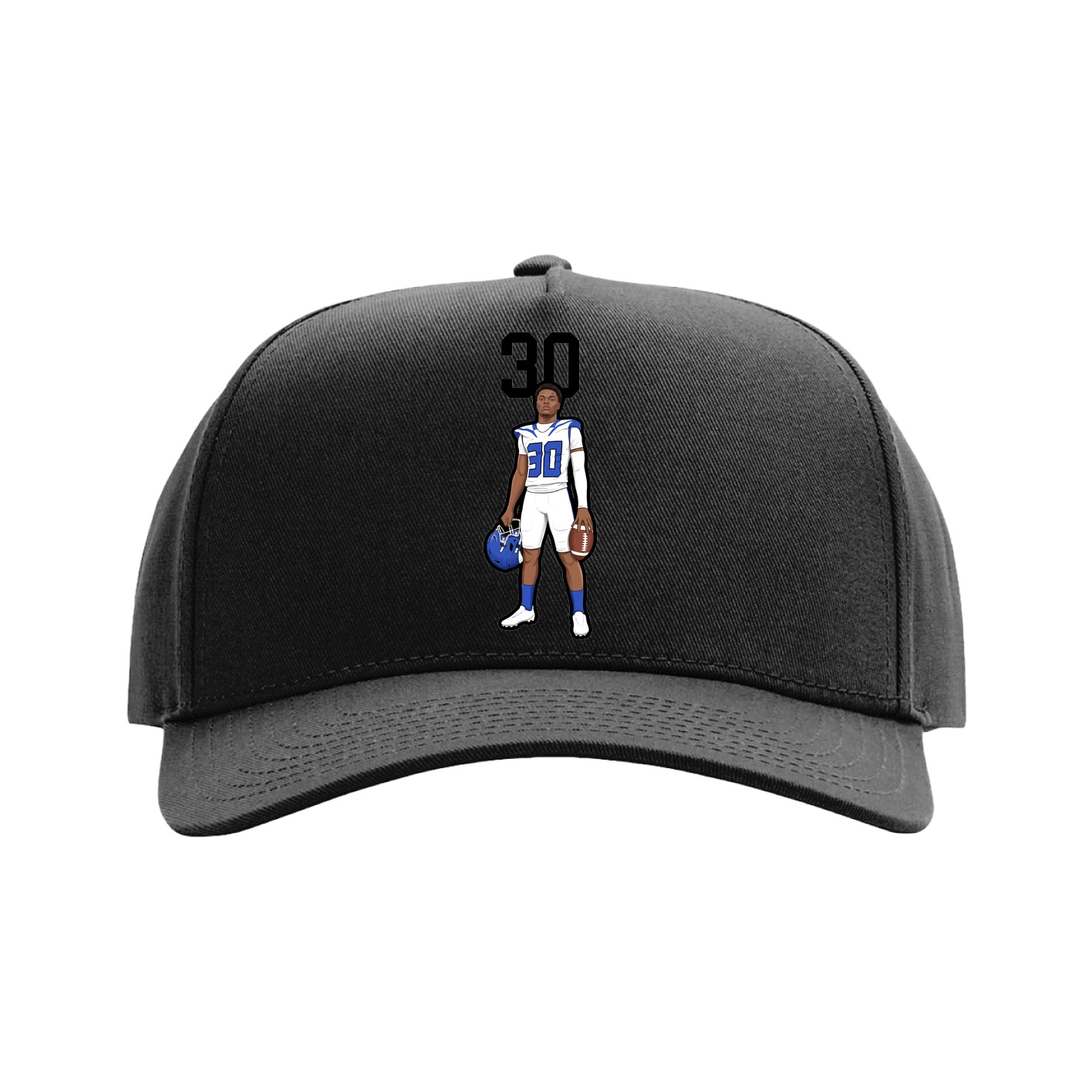 Full Fabric Five-Panel Champ Cap — Number Top in Black