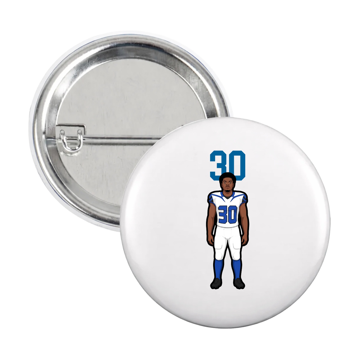 Game Day Button — Number Top in White