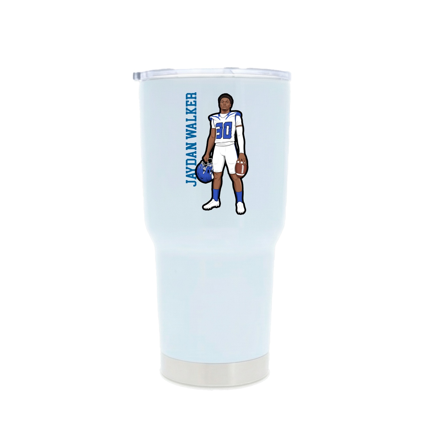 30oz Stainless Steel Tumbler — Name Vertical in White