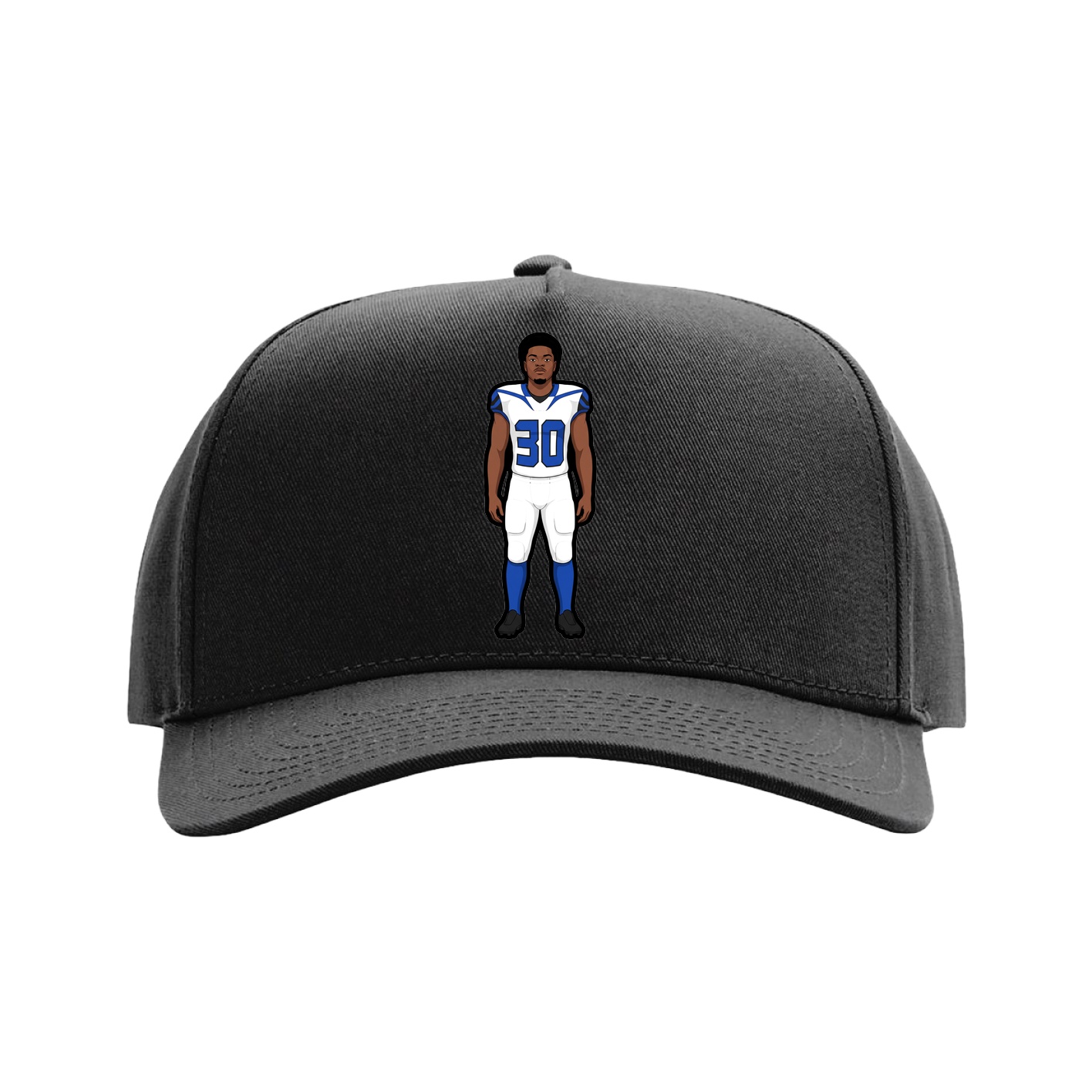 Full Fabric Five-Panel Champ Cap — Name Vertical in Black