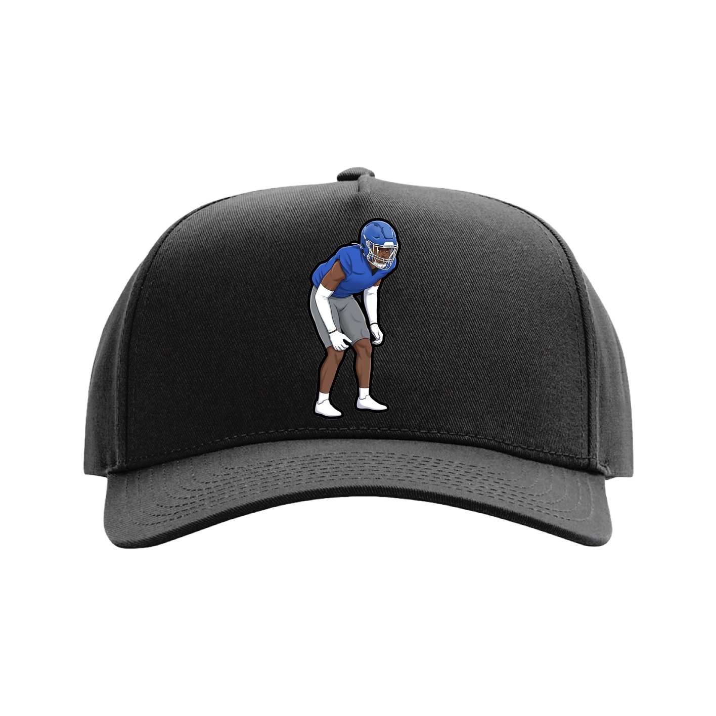 Full Fabric Five-Panel Champ Cap — Name Vertical in Black