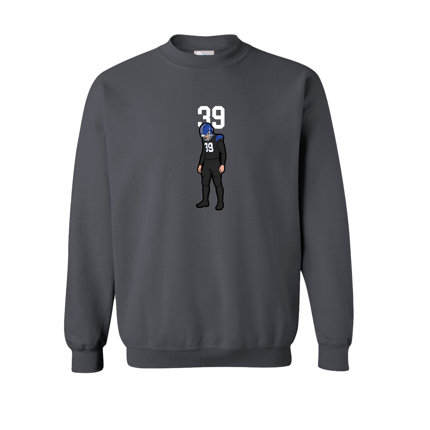 Fleece Crew — Number Top in Grey