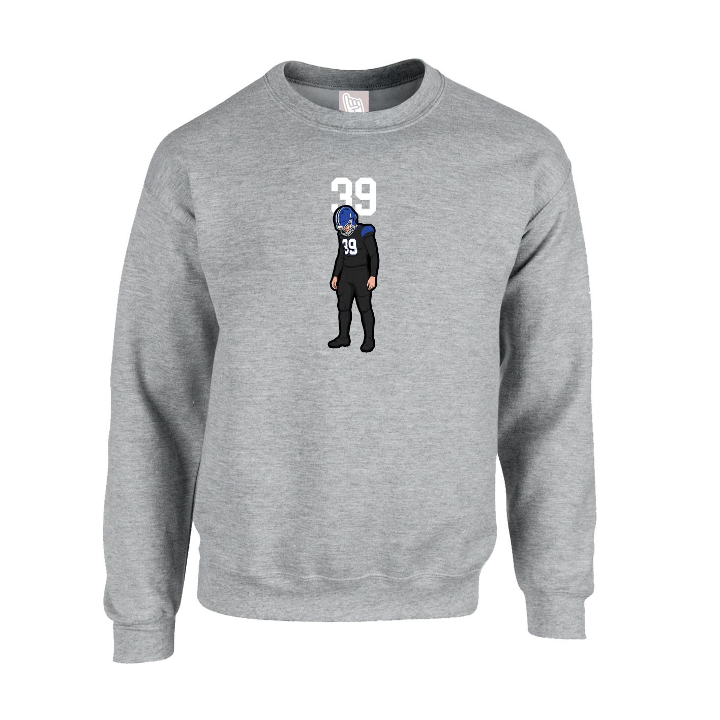 Fleece Crew — Number Top in Grey