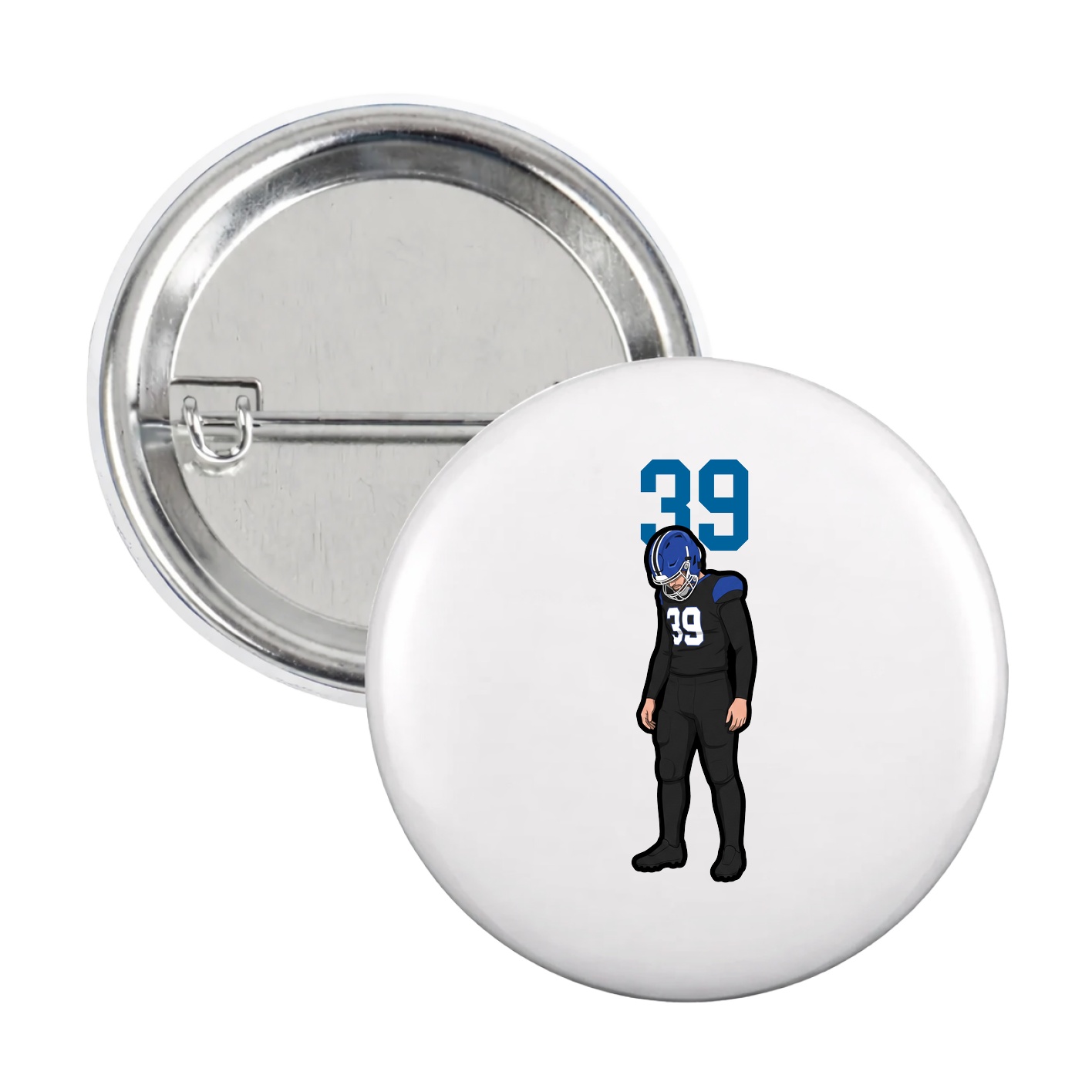 Game Day Button — Number Top in White