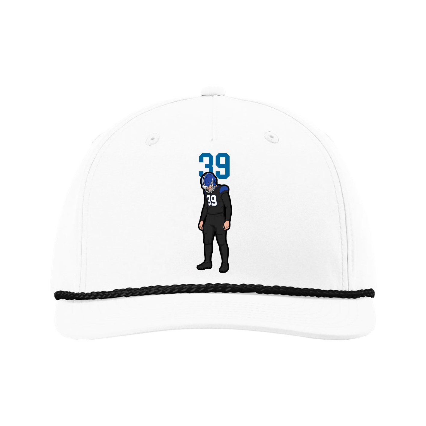 Five-Panel Classic Rope Cap — Number Top in White