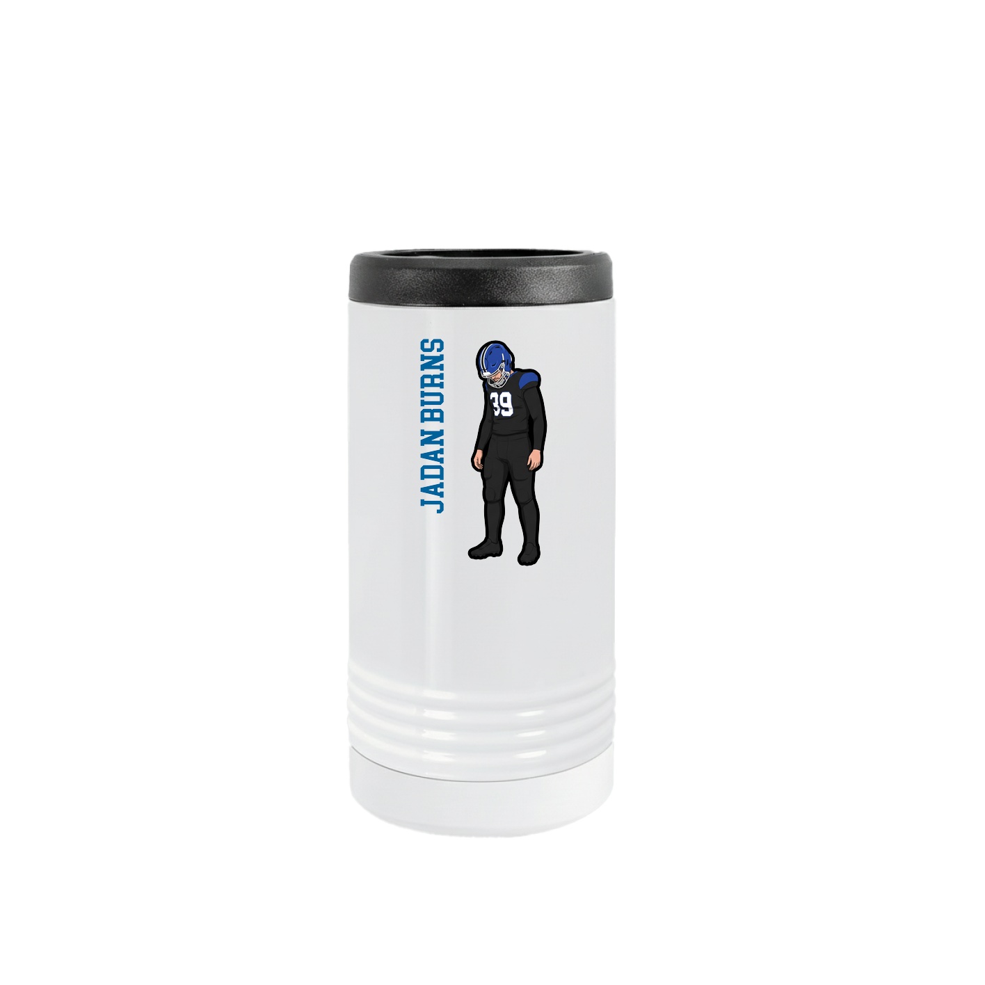 Slim Beverage Holder — Name Vertical in White