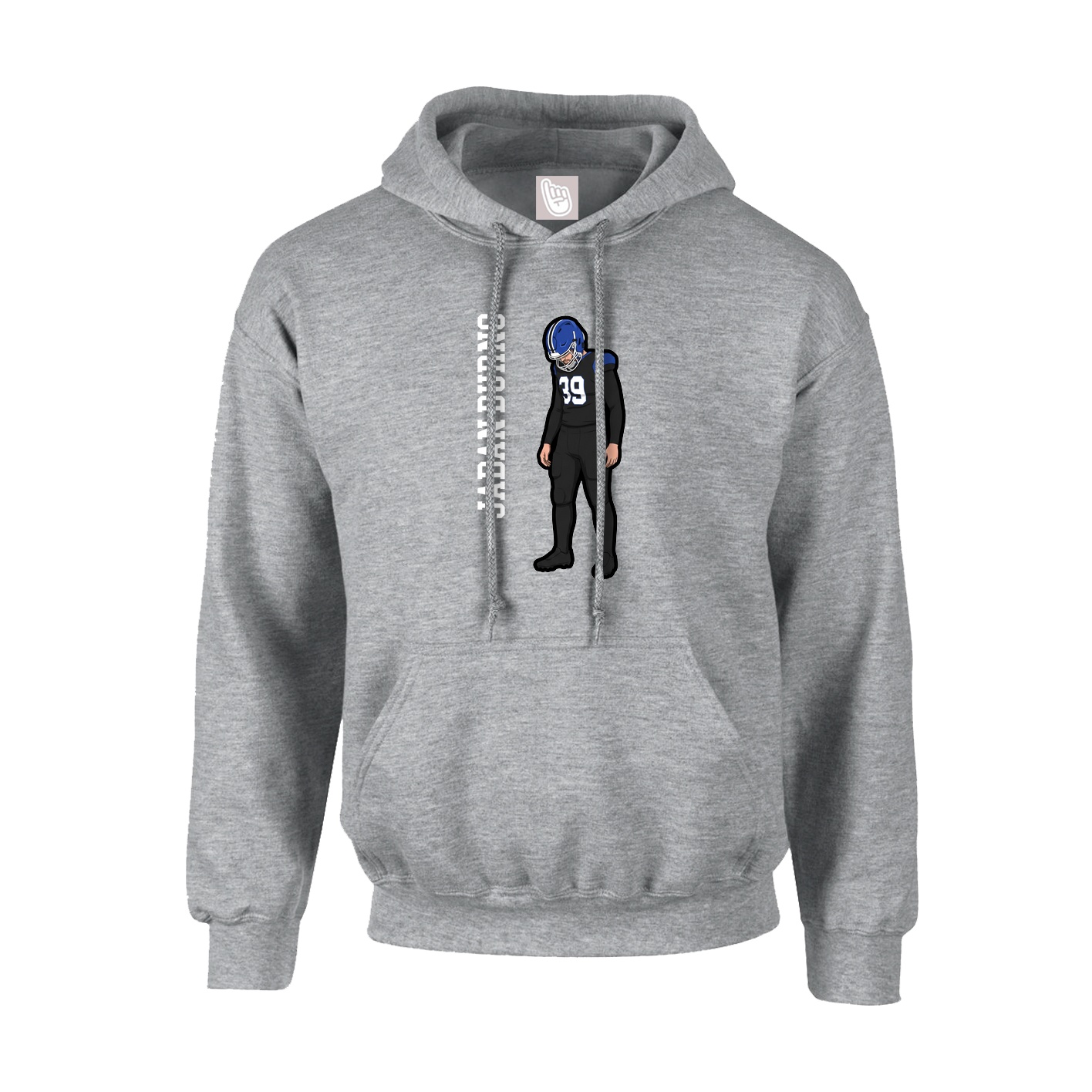 Youth Hoodie — Name Vertical in Grey