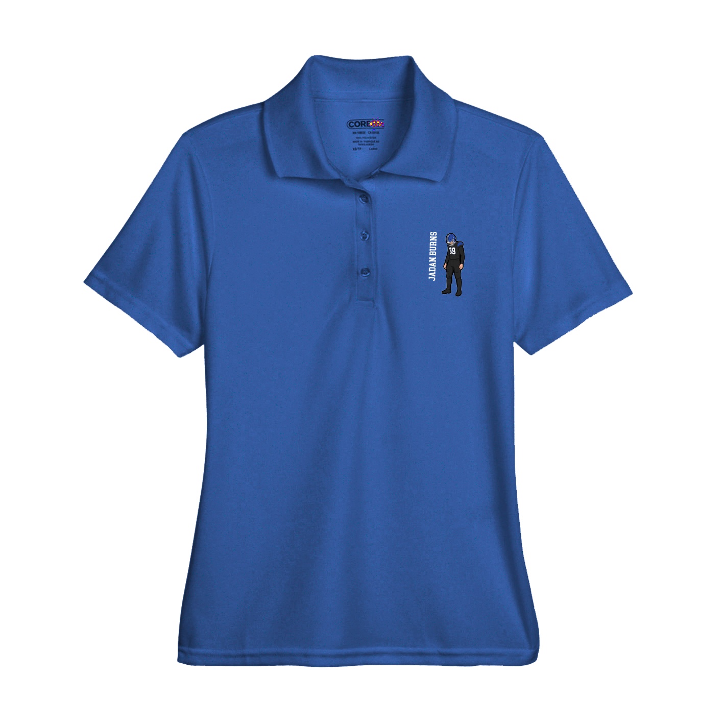 Womens Performance Polo — Name Vertical in Royal