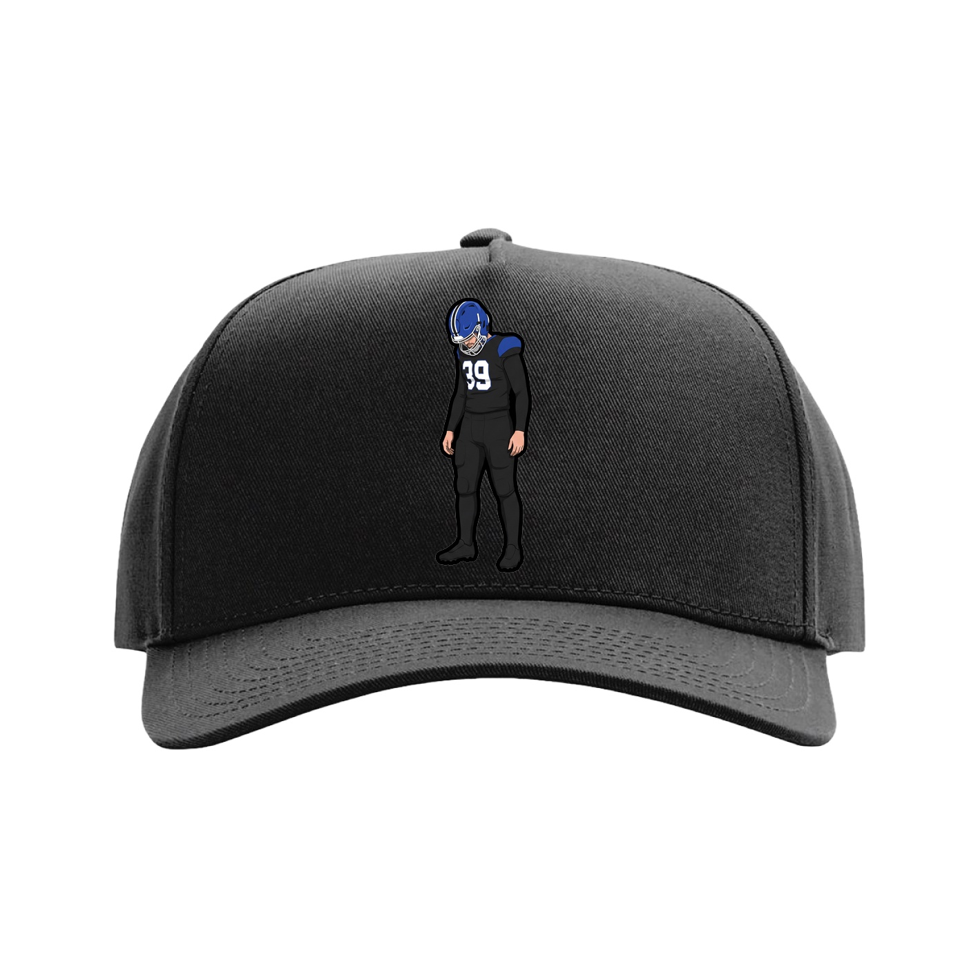 Full Fabric Five-Panel Champ Cap — Name Vertical in Black
