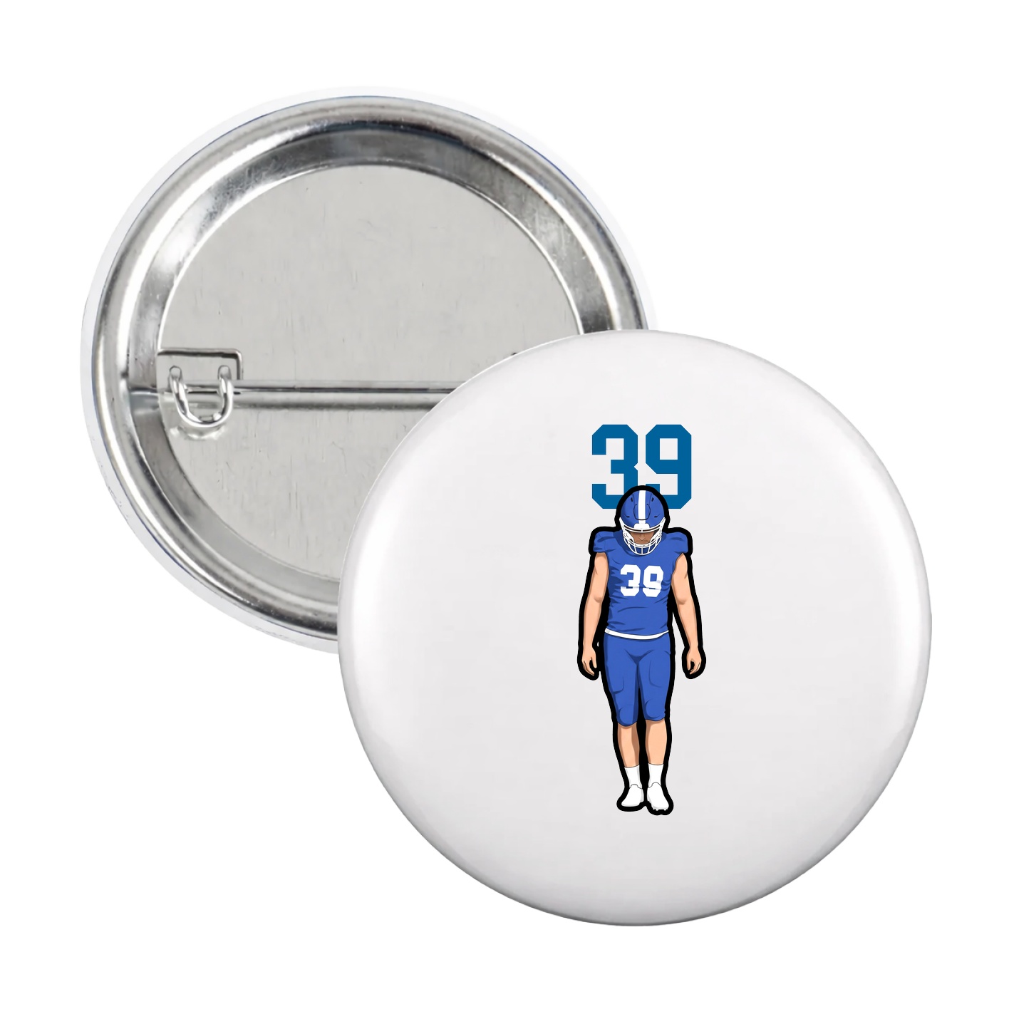 Game Day Button — Number Top in White