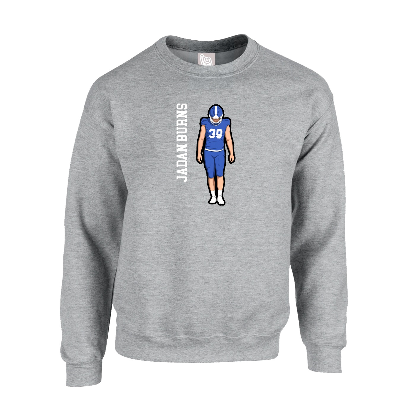 Fleece Crew — Name Vertical in Grey