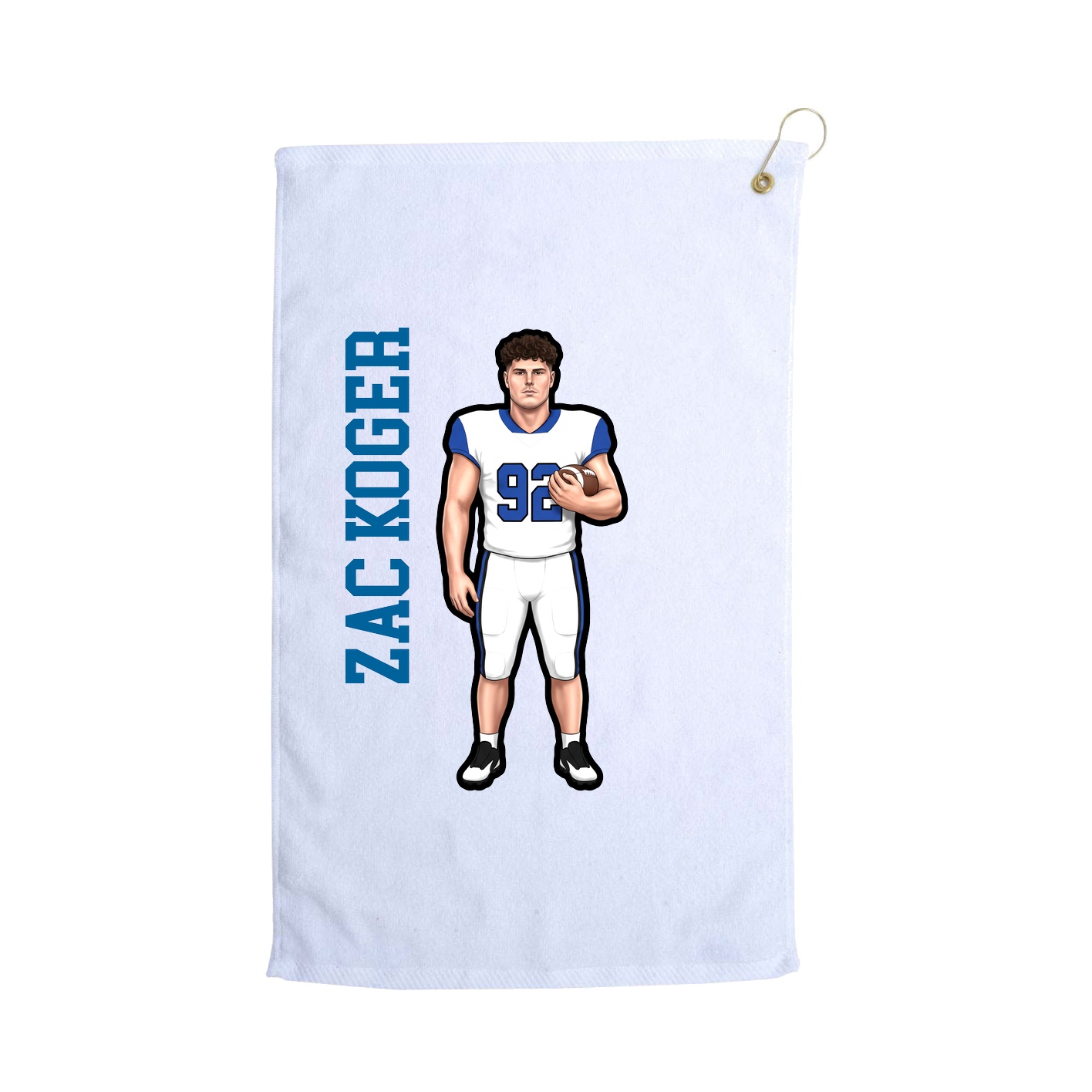Golf Towel — Name Vertical in White