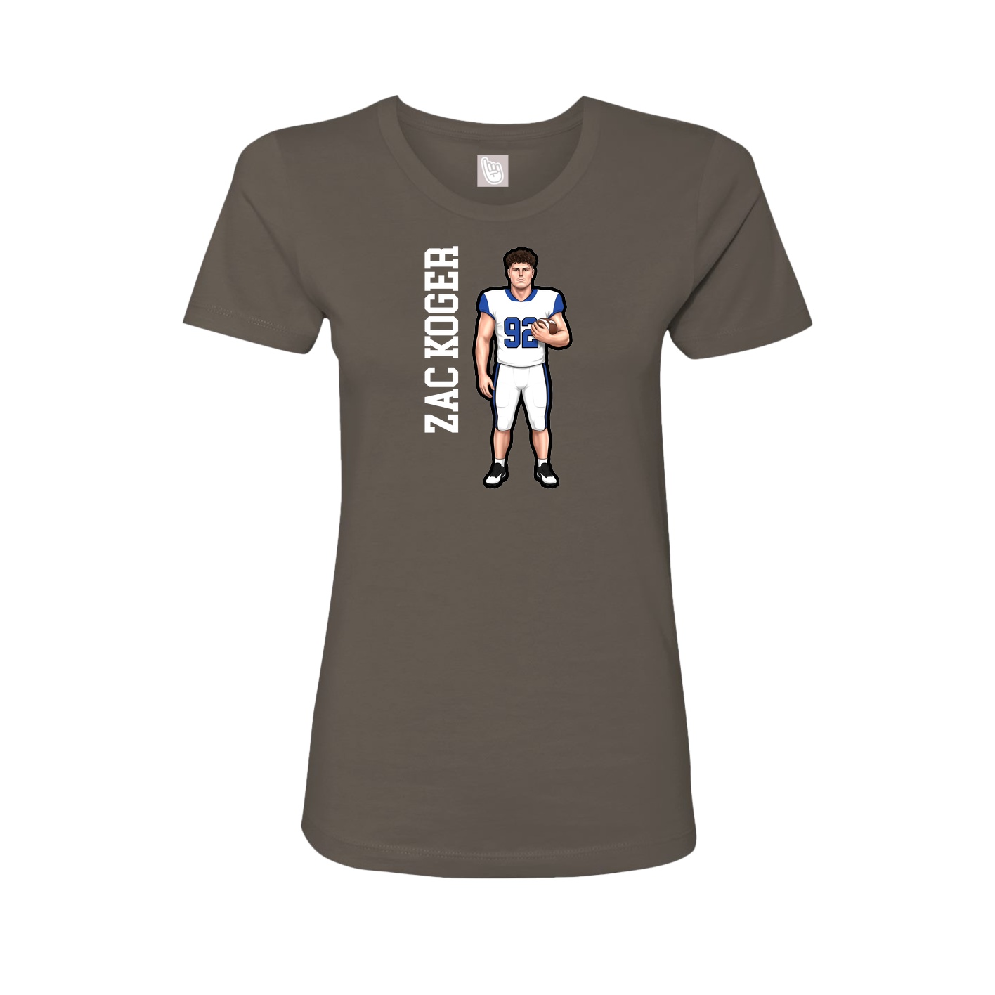Fitted Women's Tee — Name Vertical in Grey