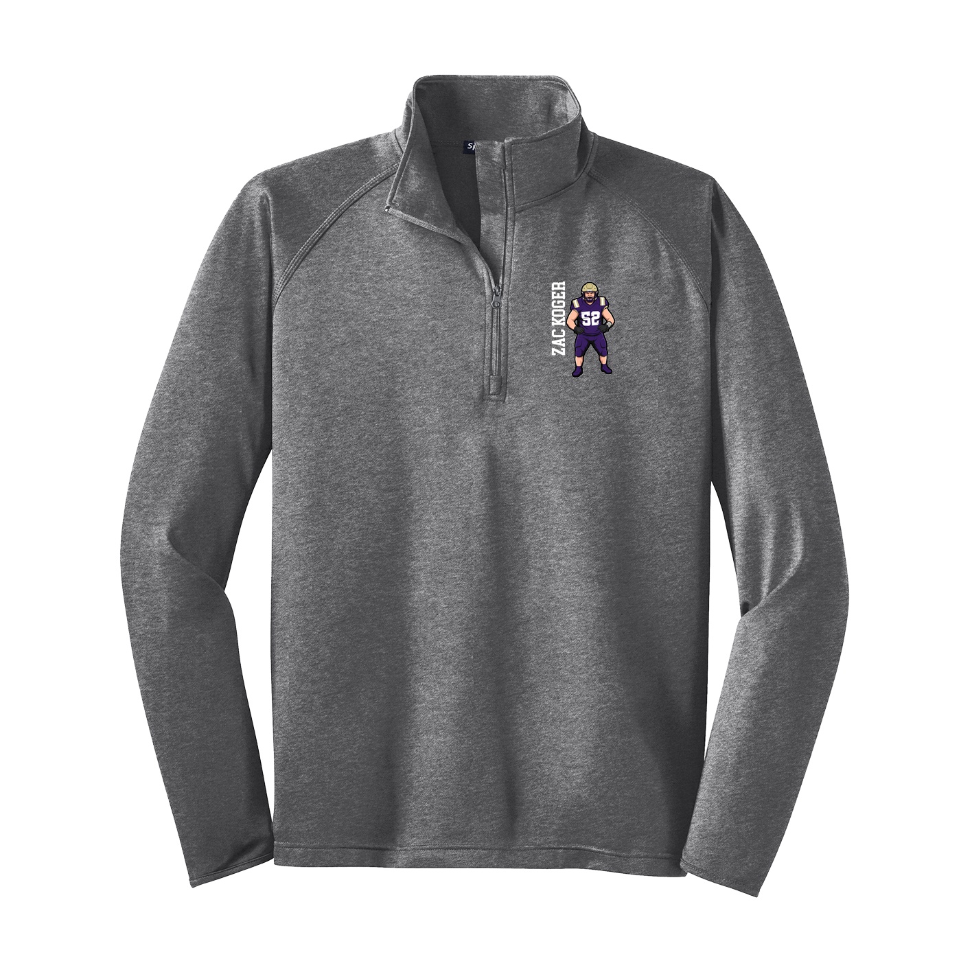 Q-Zip Pullover — Name Vertical in Grey