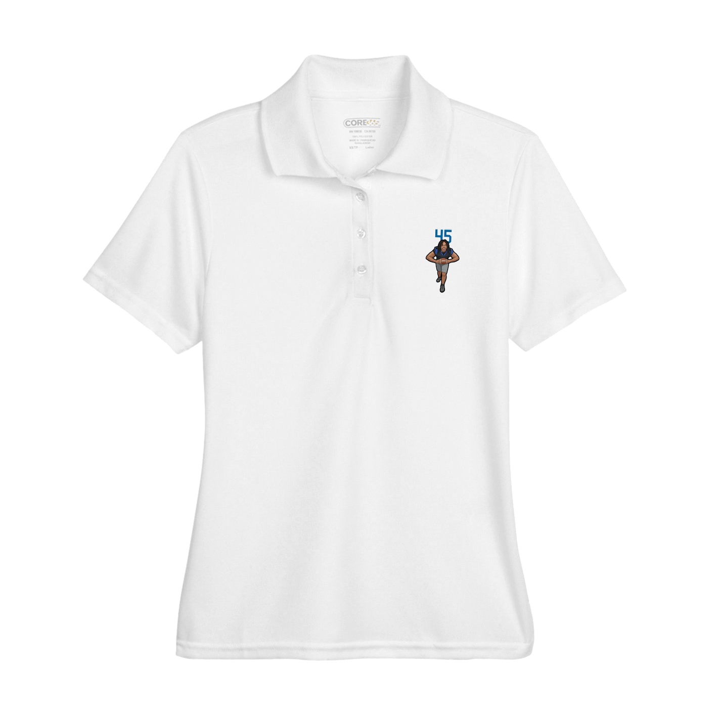 Womens Performance Polo — Number Top in White