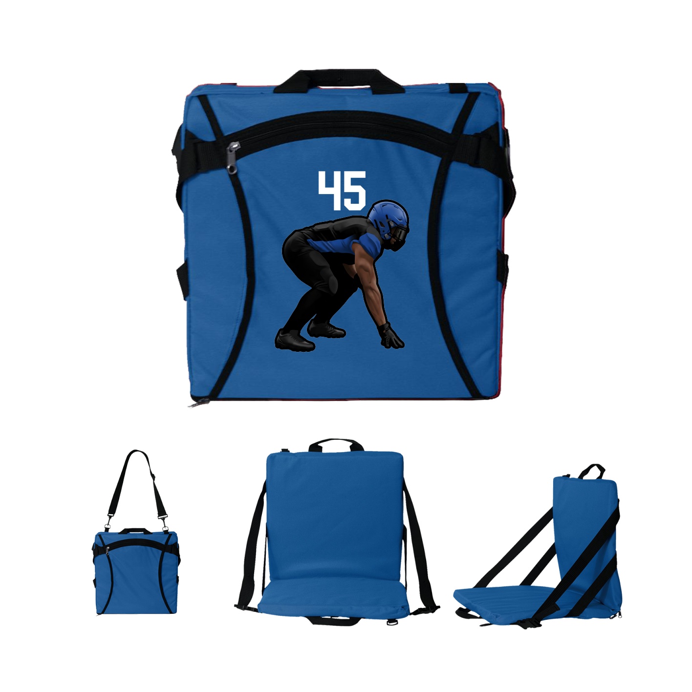 Folding Stadium Seat — Number Top in Royal