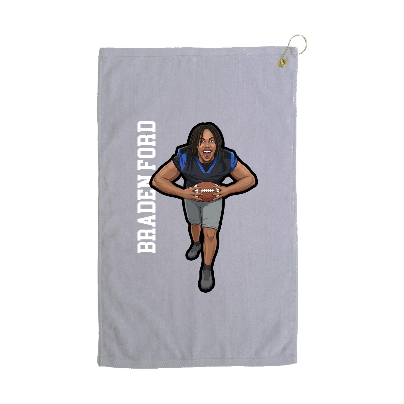 Golf Towel — Name Vertical in Grey