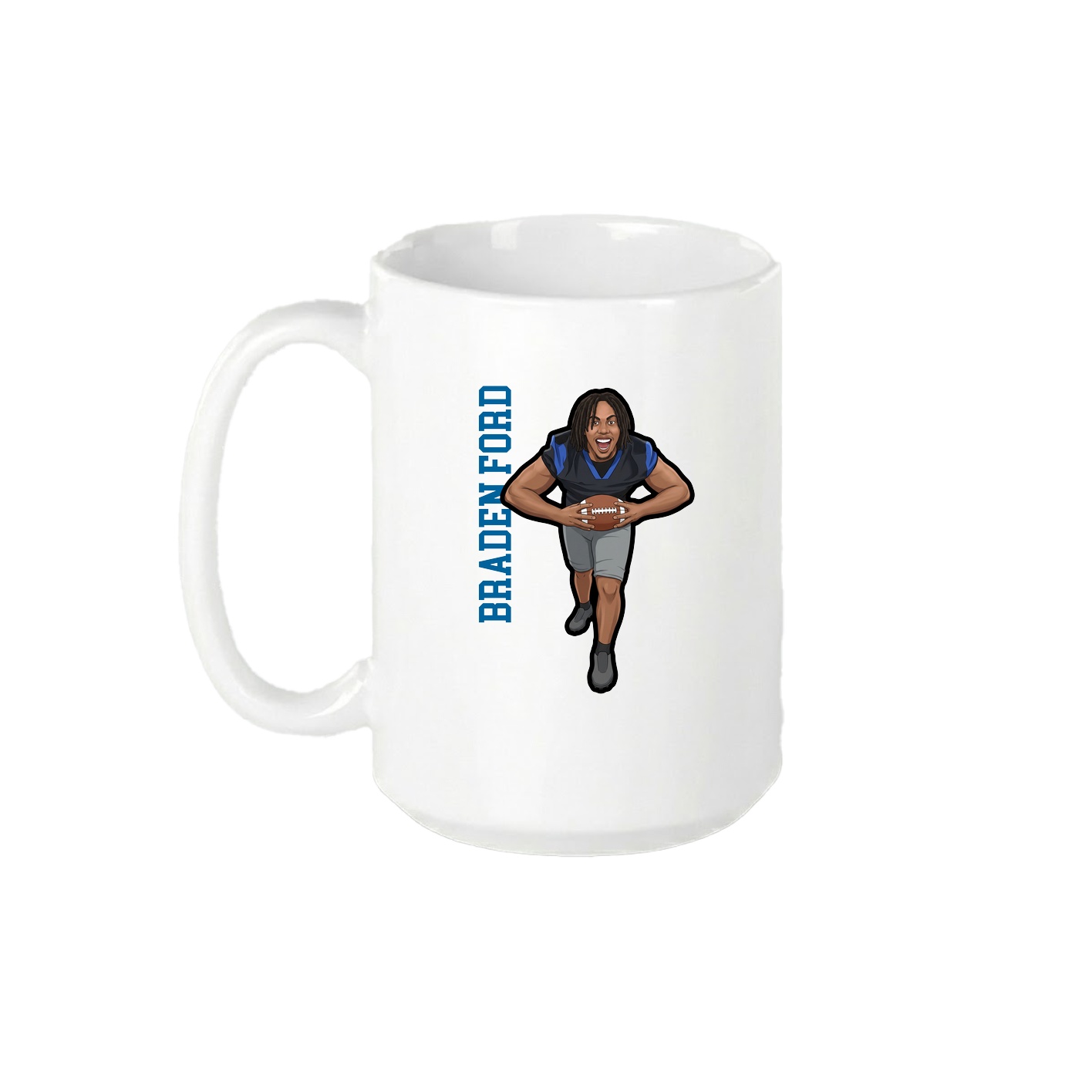 15oz Coffee Mug — Name Vertical in White