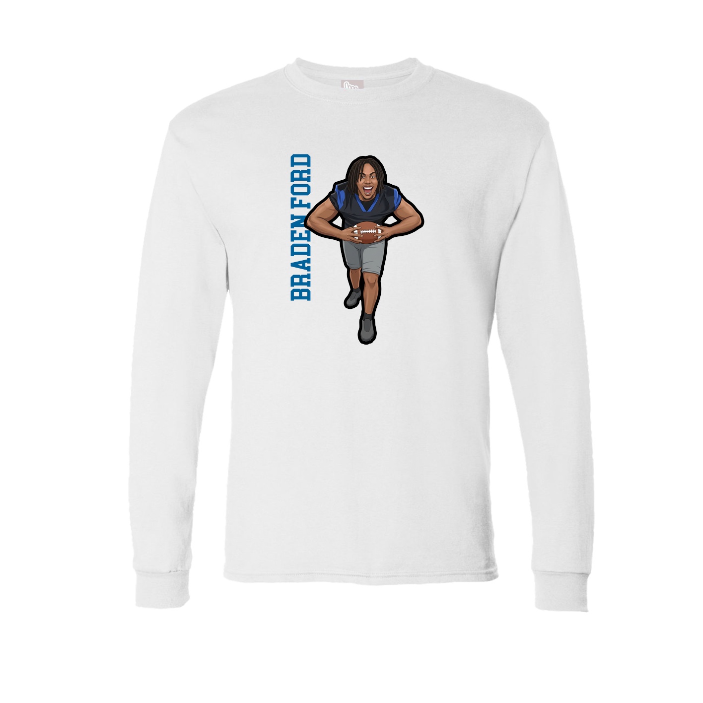 Long Sleeve Tee — Name Vertical in White