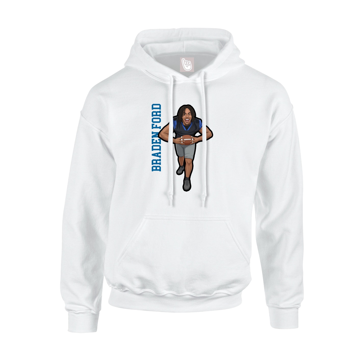 Youth Hoodie — Name Vertical in White
