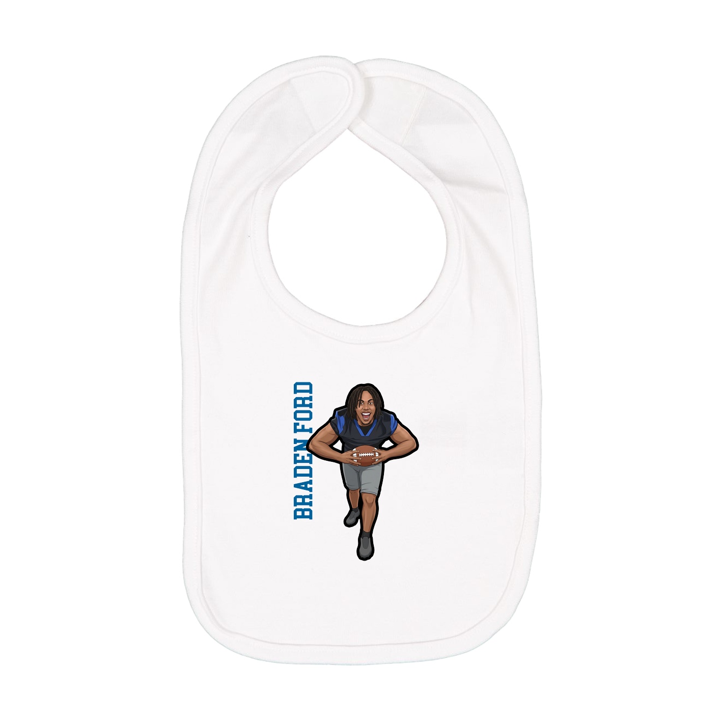 Infant Bib — Name Vertical in White