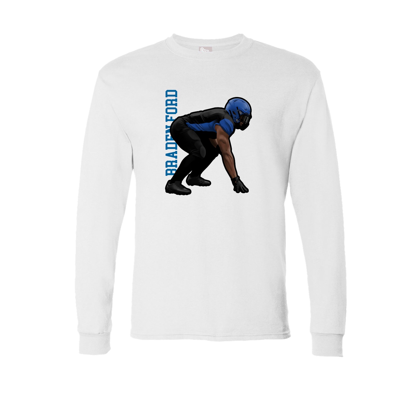 Long Sleeve Tee — Name Vertical in White