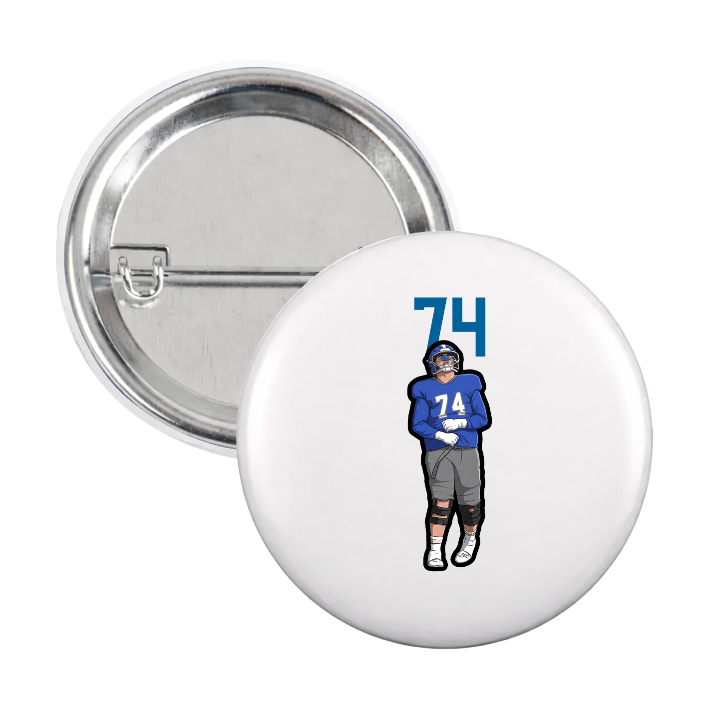 Game Day Button — Number Top in White