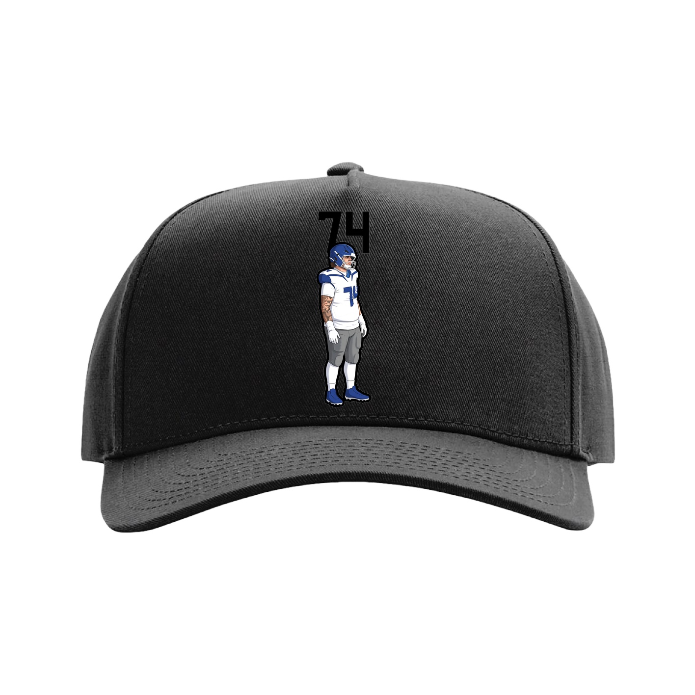 Full Fabric Five-Panel Champ Cap — Number Top in Black