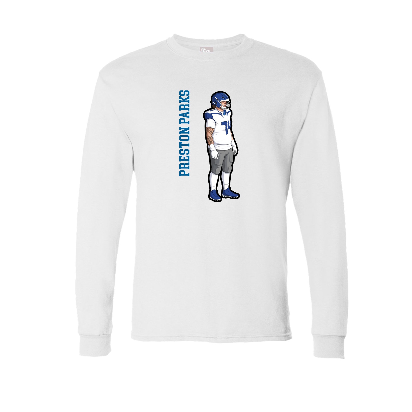 Long Sleeve Tee — Name Vertical in White