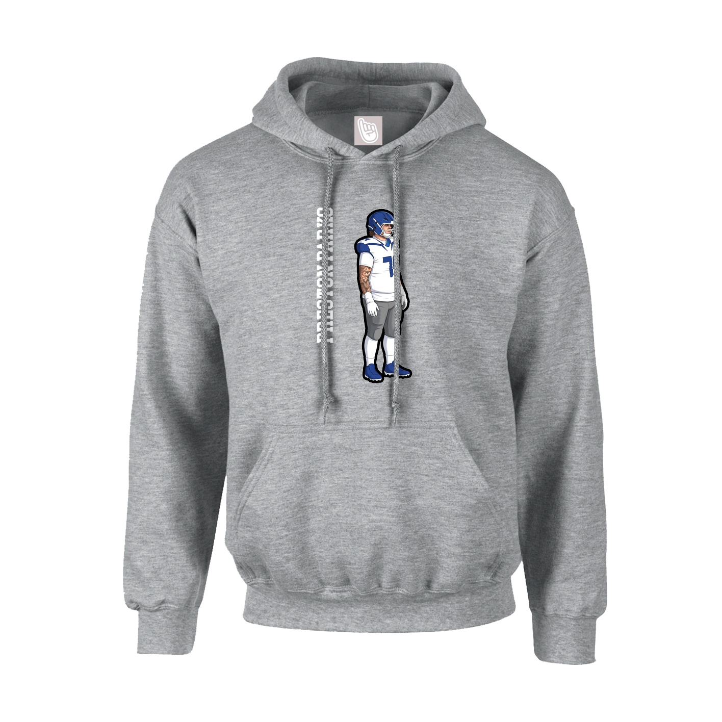 Hoodie — Name Vertical in Grey