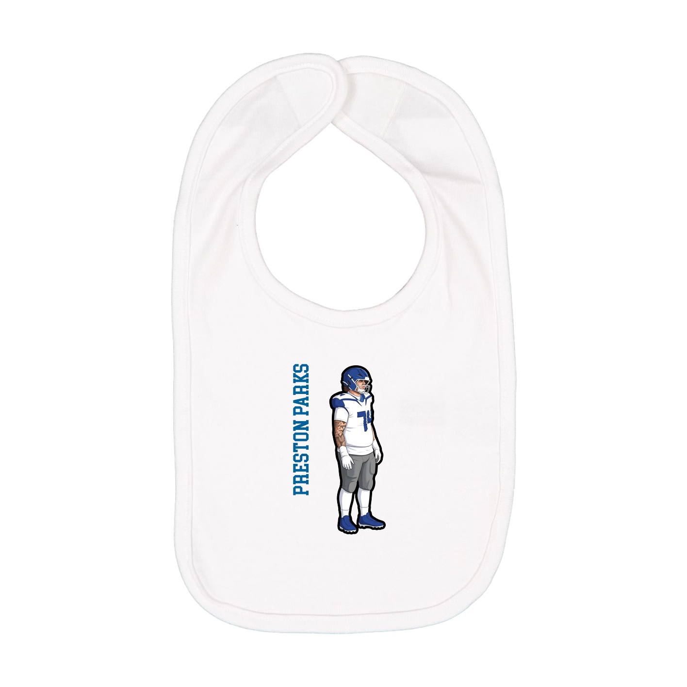 Infant Bib — Name Vertical in White