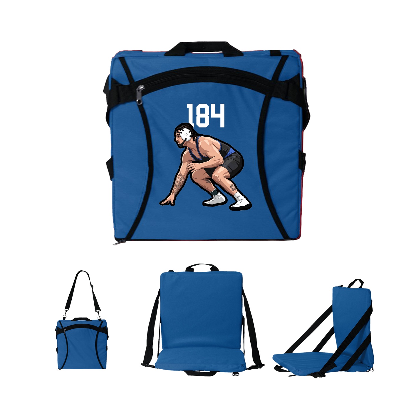 Folding Stadium Seat — Number Top in Royal