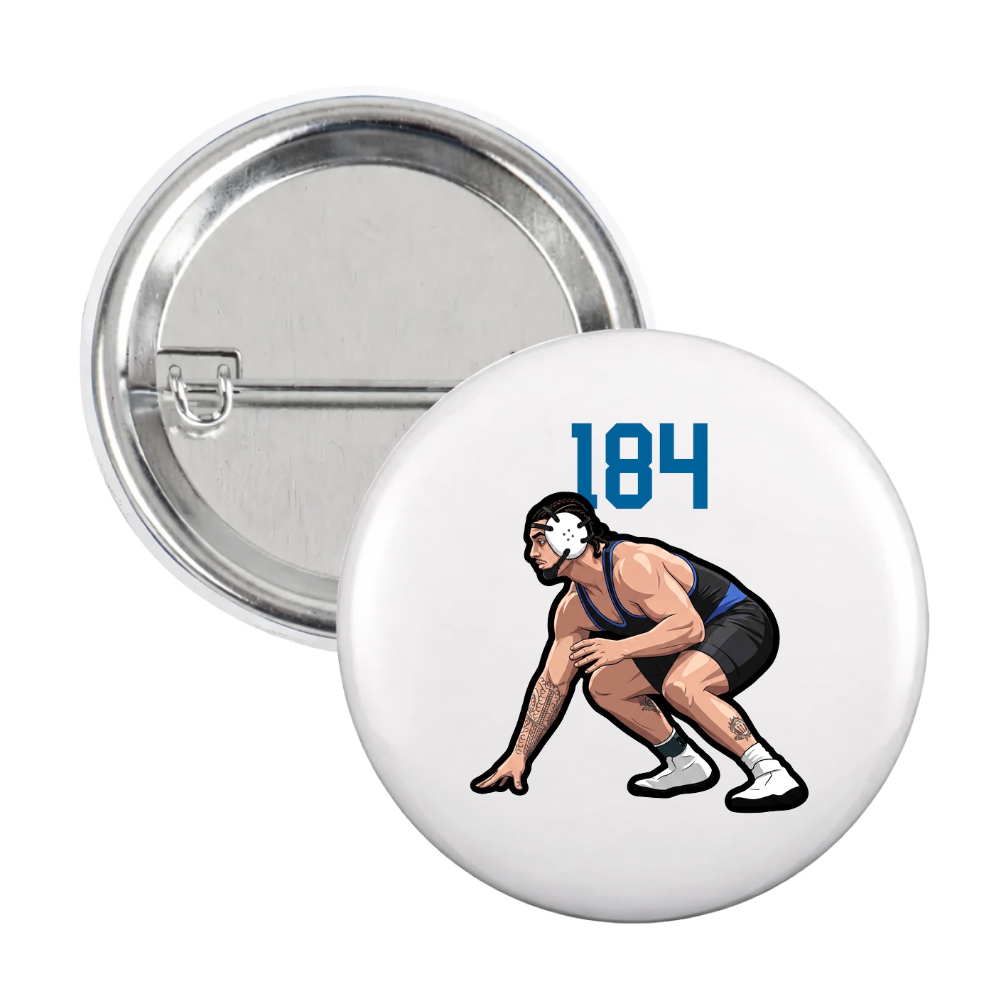 Game Day Button — Number Top in White