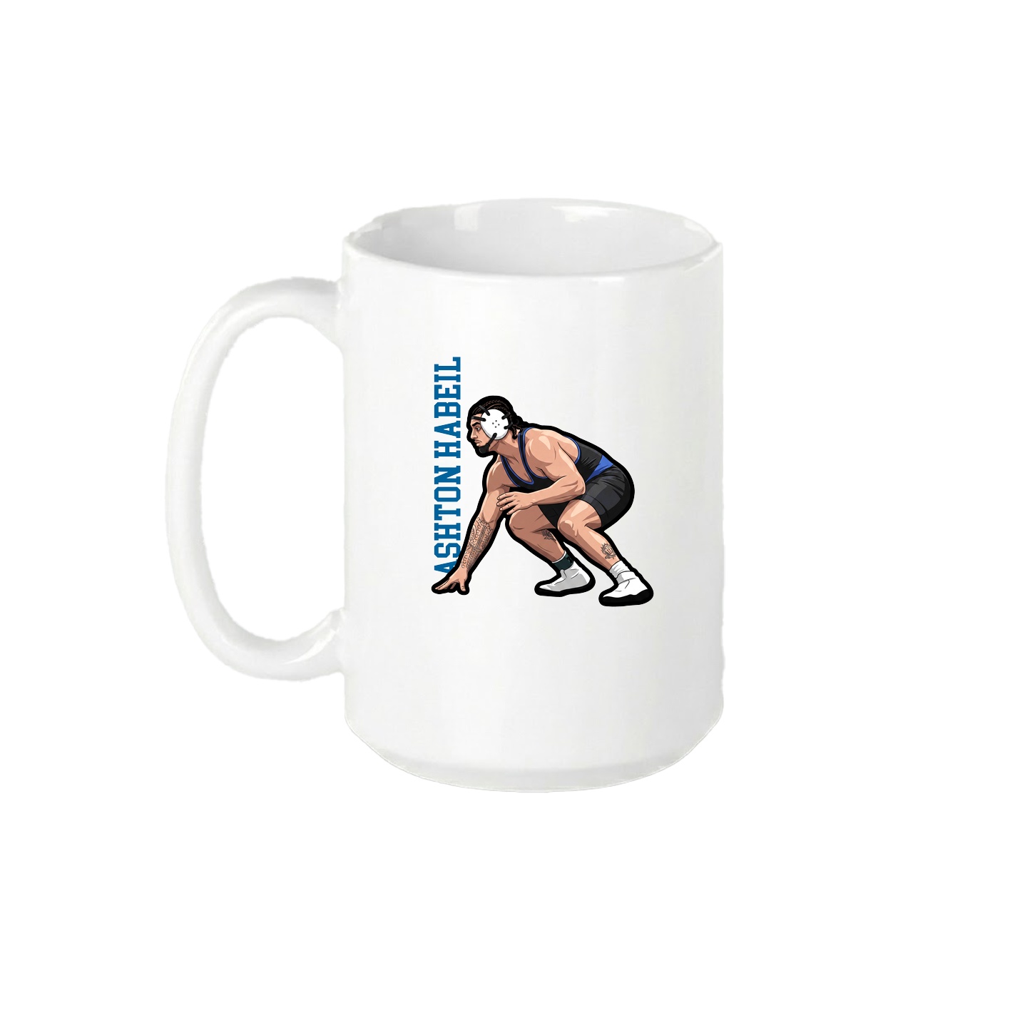 15oz Coffee Mug — Name Vertical in White