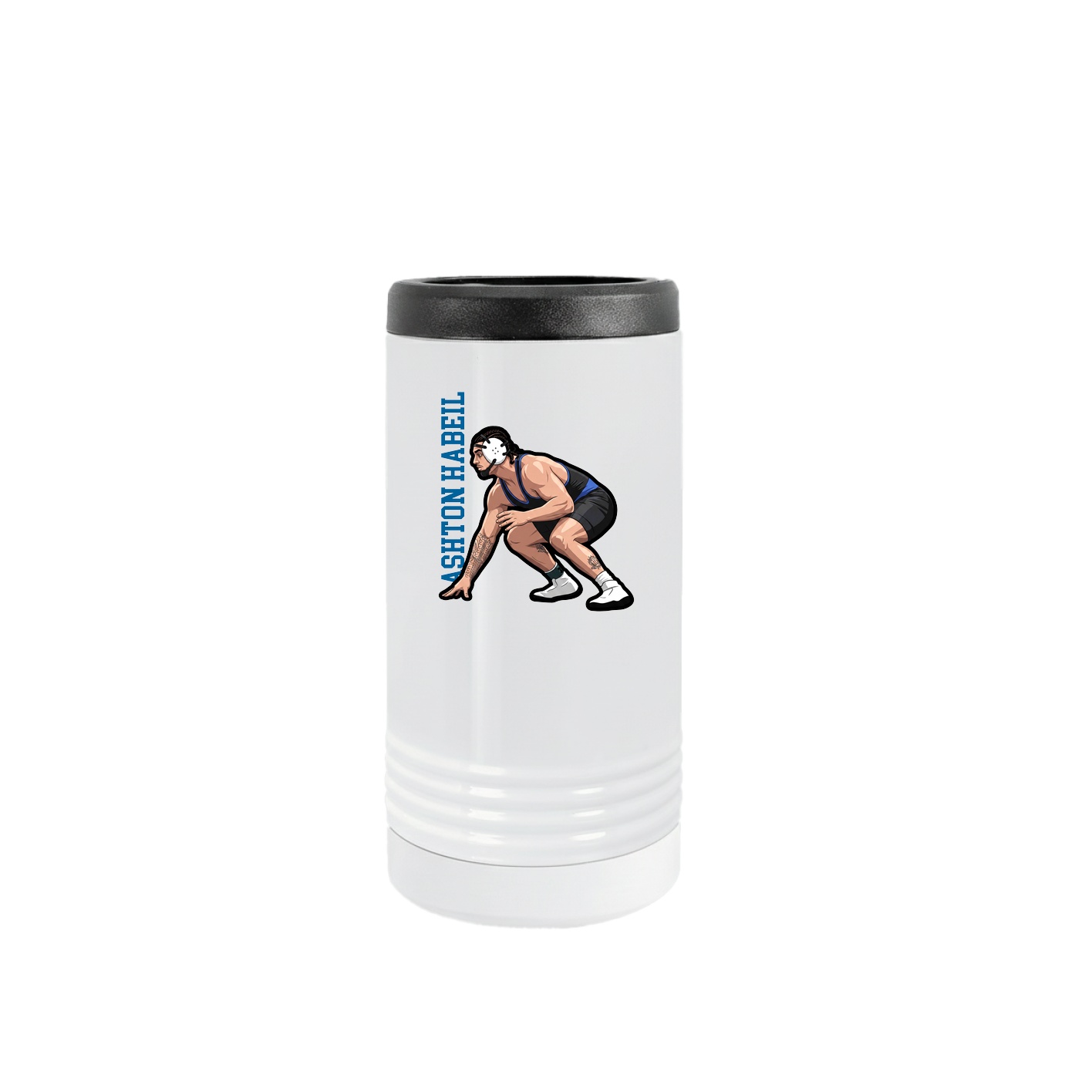 Slim Beverage Holder — Name Vertical in White
