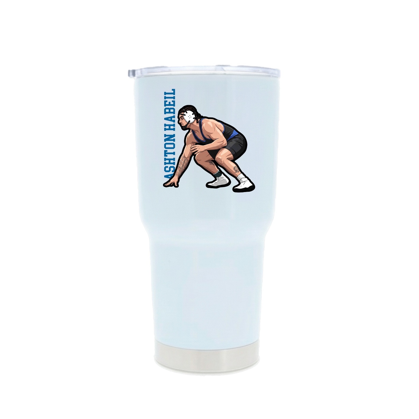 30oz Stainless Steel Tumbler — Name Vertical in White